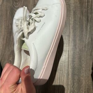 Cole Haan White Leather Sneakers with Pink Trim